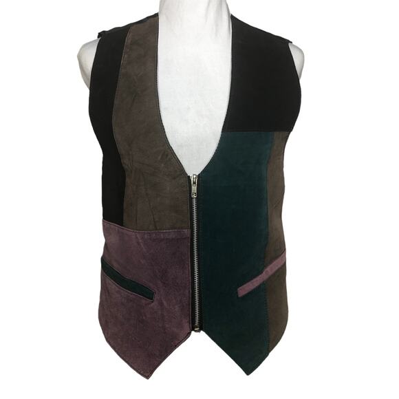 Color Block Suede Vest - Size Small - Picture 2 of 8